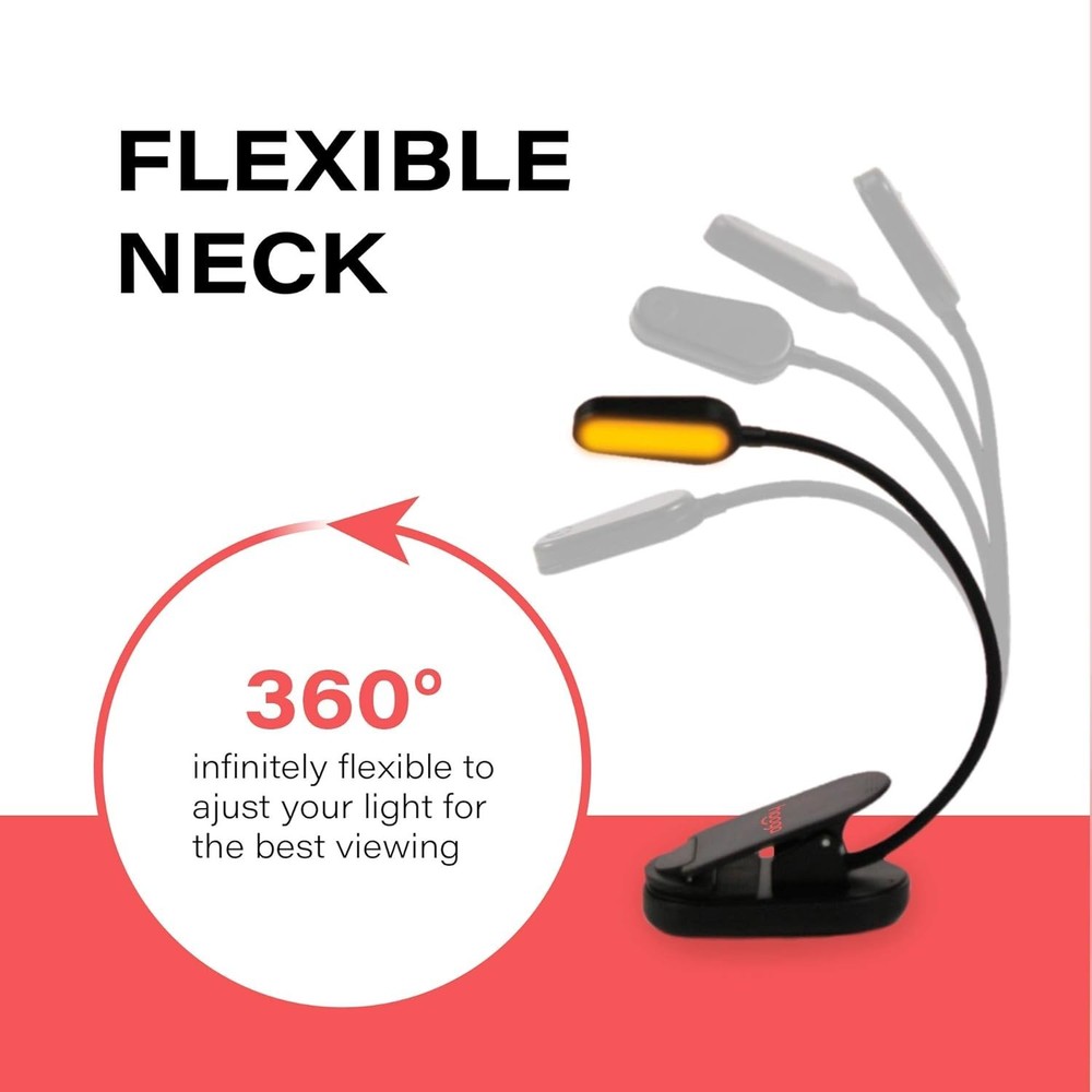 Amber Book Light, Rechargeable Clip-On Blue Light Blocking LED Reading Light,...