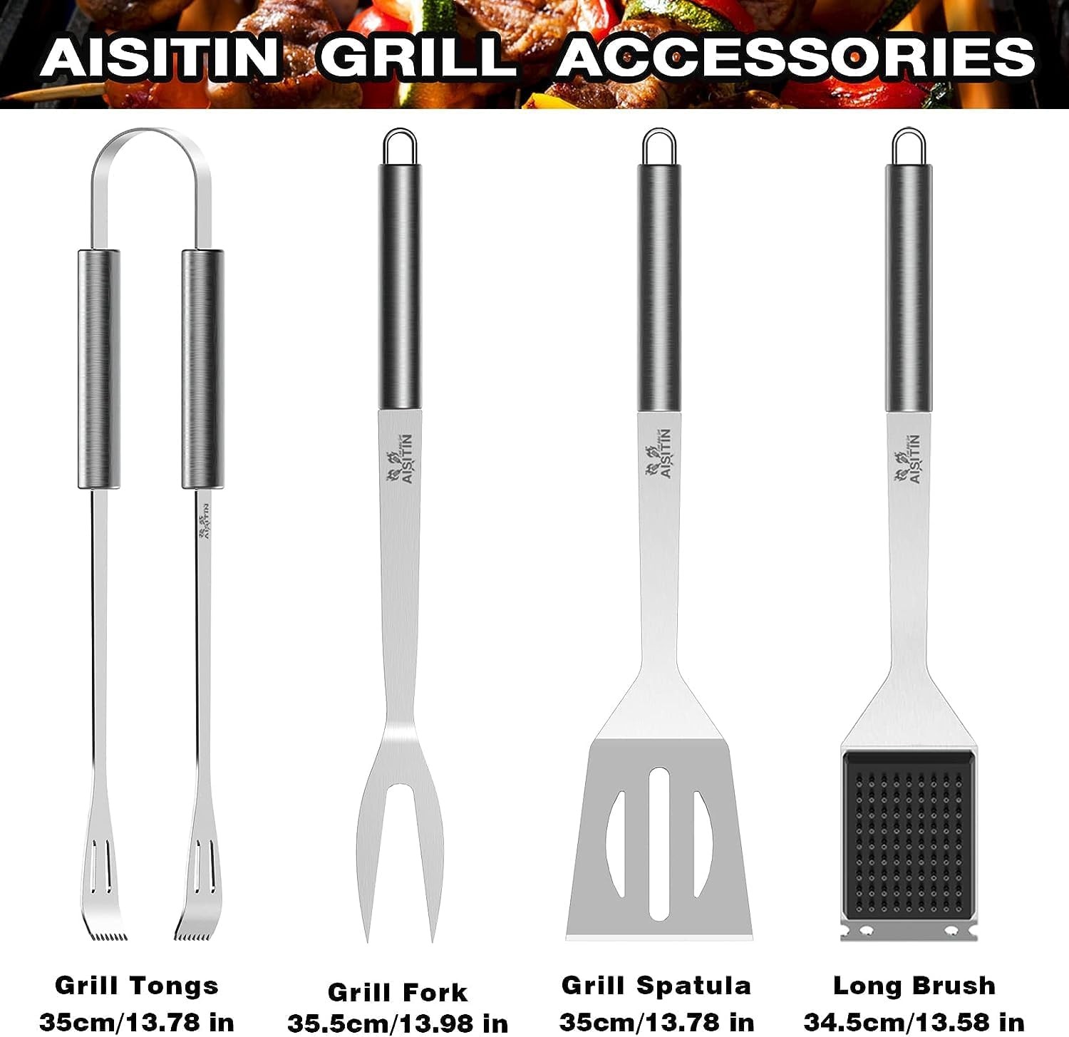 BBQ Tool Set Stainless Steel Outdoor Grill Utensil Cooking Cutlery Kit with Case