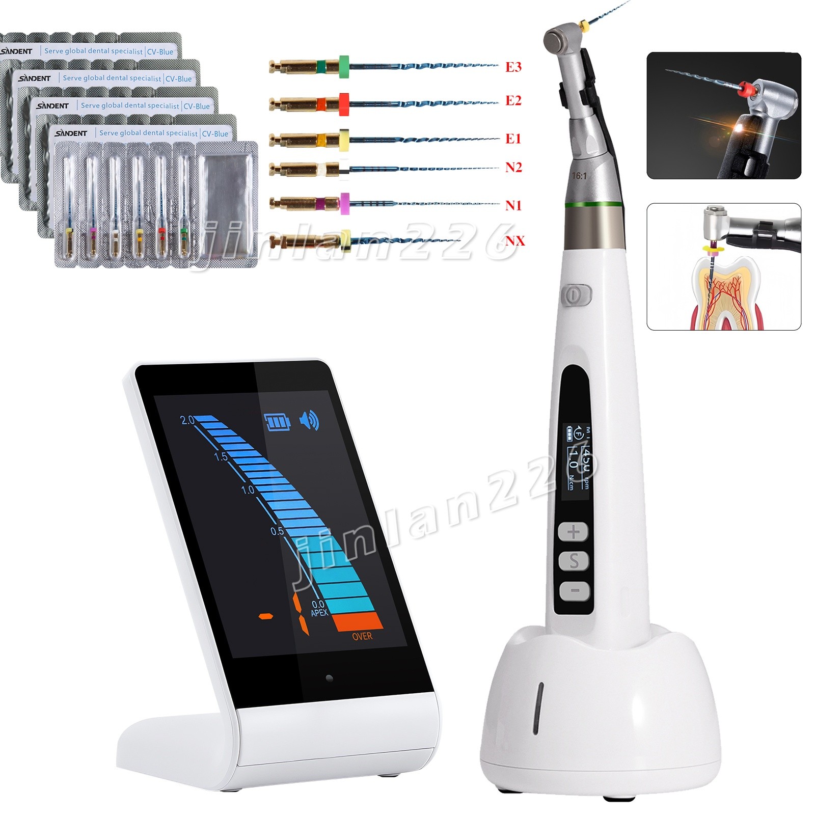 Dental Wireless 16:1 Mini Endo Motor LED Handpiece / Root Canal Apex Locator New