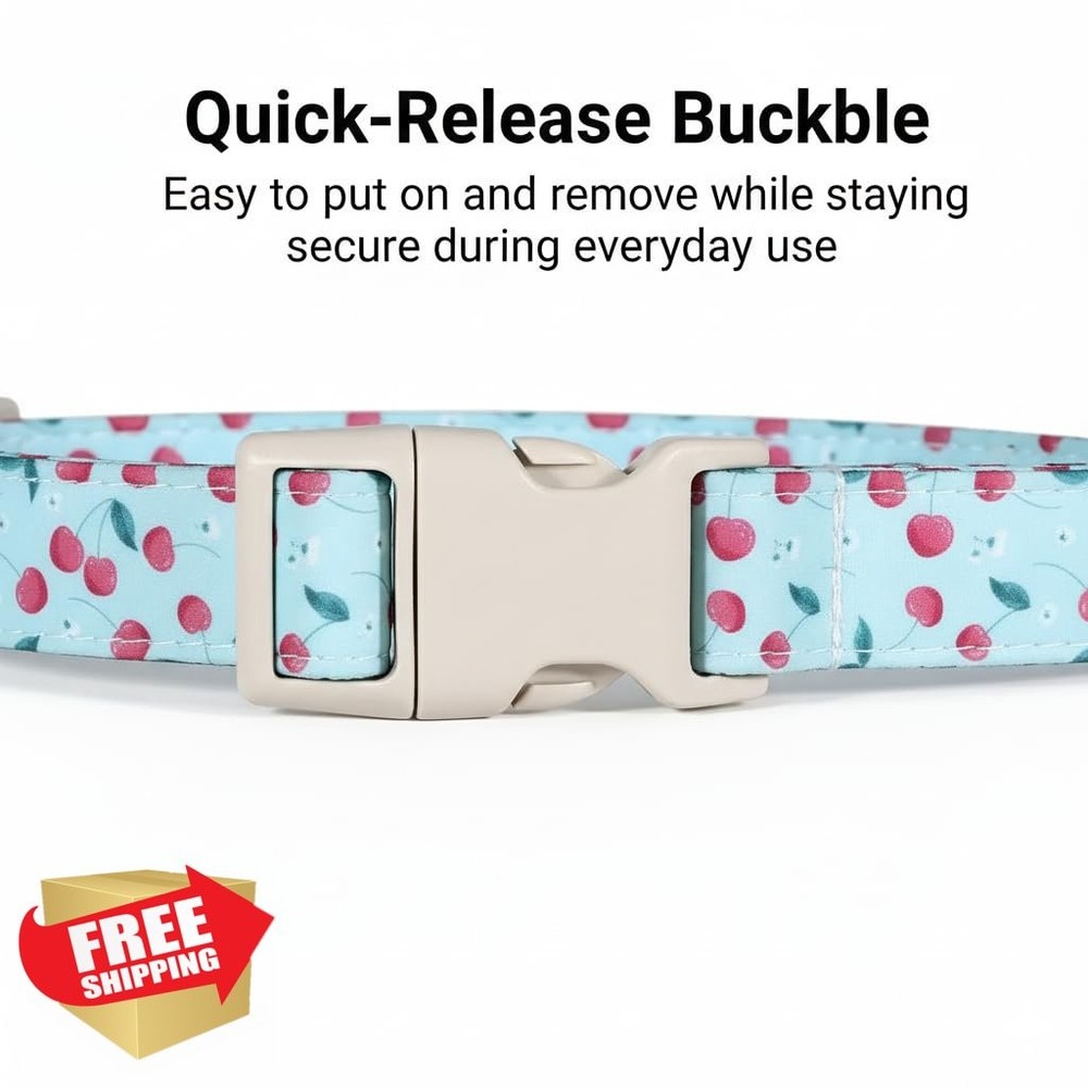 Britwicfr Dog Collar L Cherry Pattern Spring Summer Medium Large