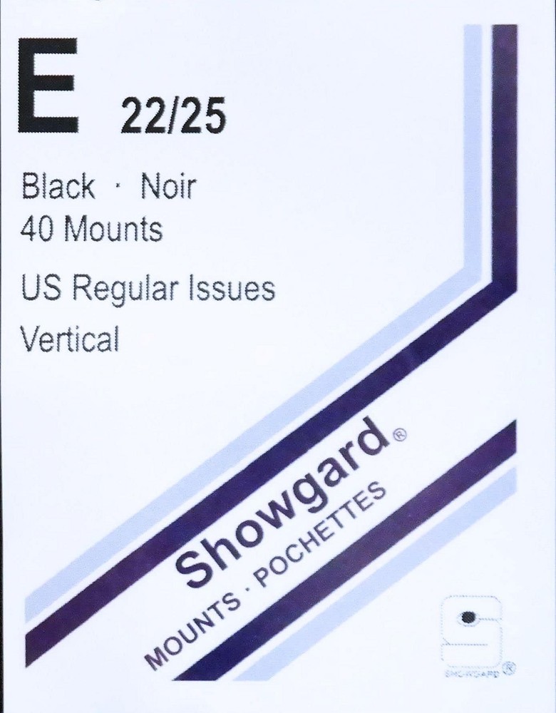 Showgard Stamp Mounts Black Background Precut Size E 22 x 25mm 40 Mounts