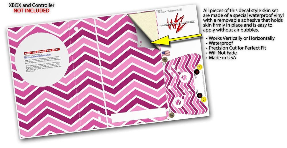 Skin Wrap for XBOX Series S Console Controller Zig Zag Pinks