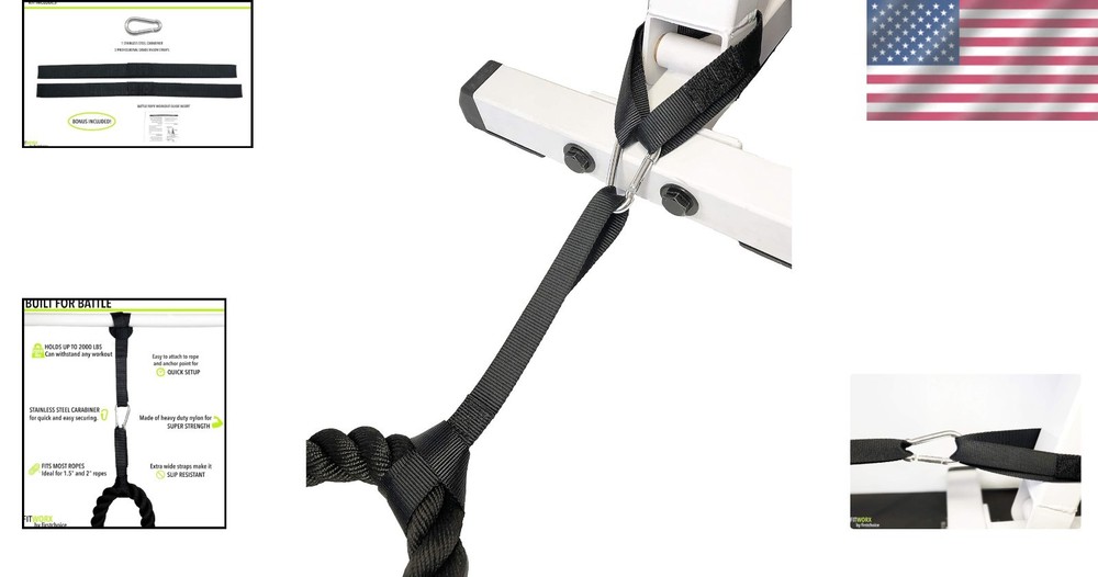 Ultimate Battle Rope Anchor Strap Kit with Bonus Workout Guide - 2000 lbs Force