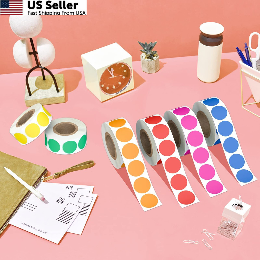 6 Different Colored Dot Diameter 3/4inch, 3000 Pcs Round Stickers