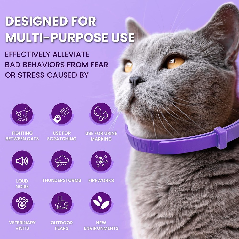 Calming Collar for Cats Pheromone Behavior Support Waterproof Adjustable 4-Pack