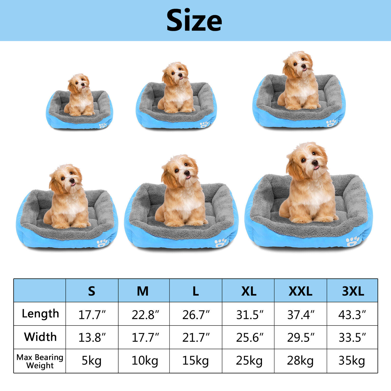 Pet Bed for Dog/Cat Soft Warm Puppy Kennel Mat Pad Washable Cushion S/M/XL/XXL