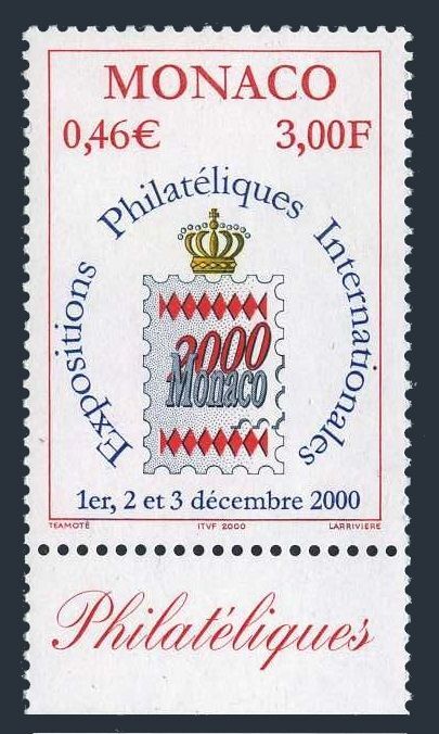 Monaco 2146,MNH. Monaco-2000 Philatelc EXPO.