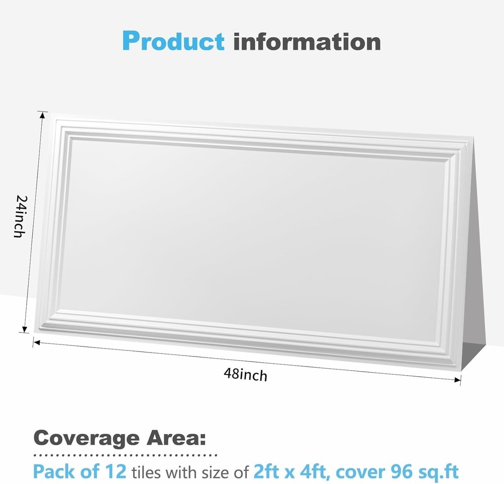 Drop Ceiling Tiles 48x24, Decorative PVC Ceiling Panels, Waterproof Rustproof...