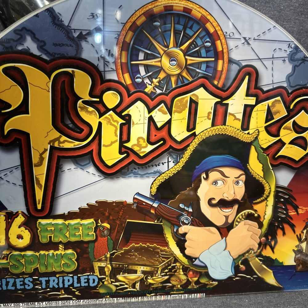 Slot Machine Plastic Insert Face Plate Pirates 8/16/2002 Prototype