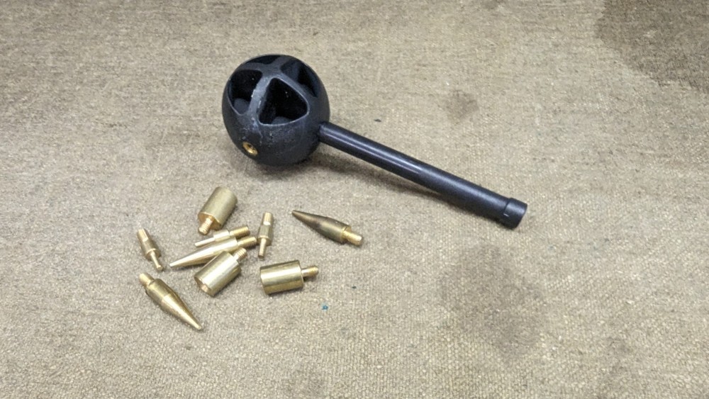 Target Ball Black powder bullet starter seater,  with extra tips