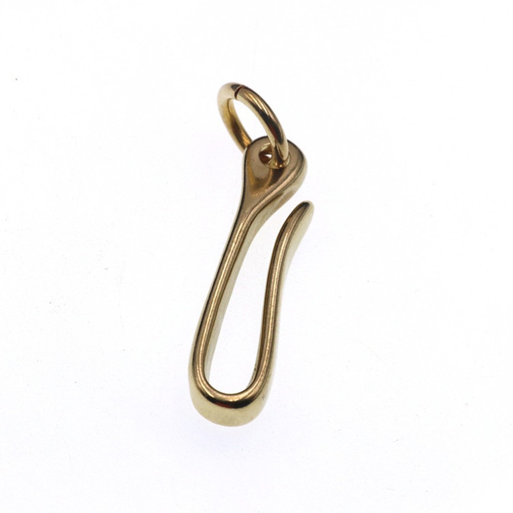 S Size Retro Solid Brass KeyChain Key Ring Belt U Hook Wallet Chain Fish Hook