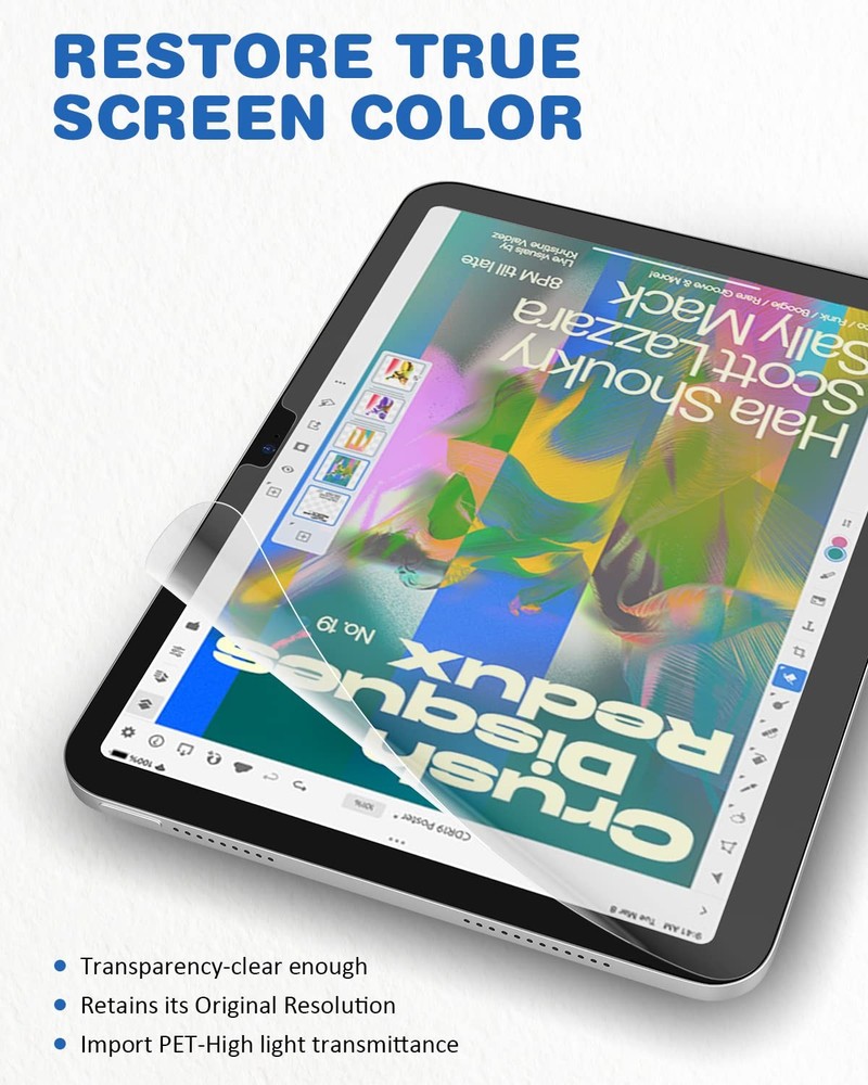 2 Pack Paper Screen Protector for 11th (A16)/10th Generation, Transparent