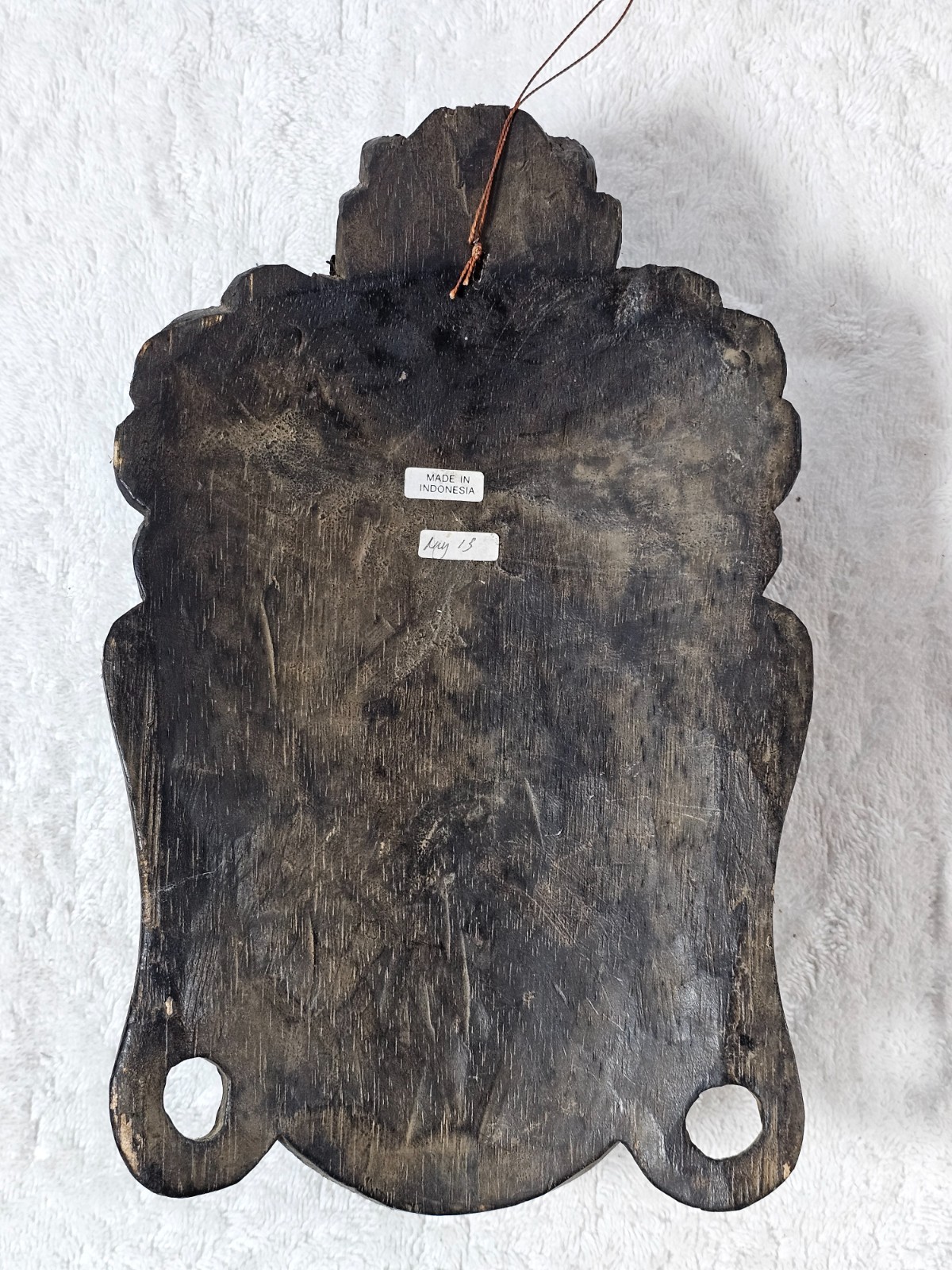 VTG Indonesian Hand Carved Wooden Buddha Head Wall Mask 11" Tribal Art Decor