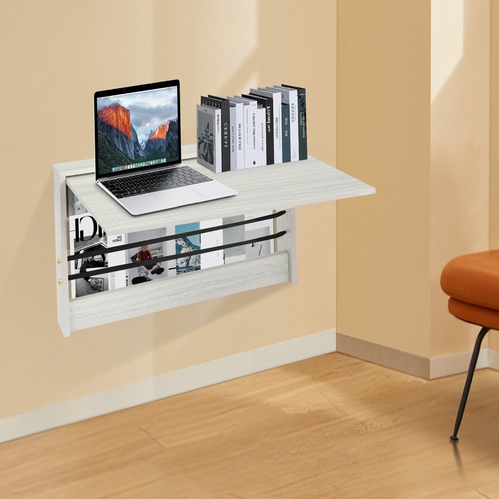 Folding Wall Table, Light Gray Fold Down Table Wall Mounted For Workbench, Home