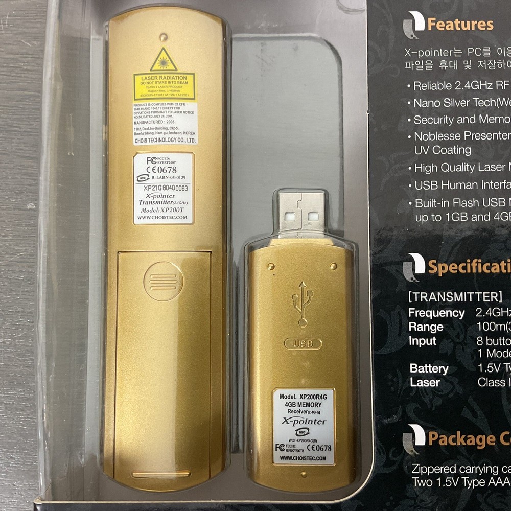 X-Pointer XP200TR4G 18K Gold Presentation RF Wireless Presenter Laser Pointer