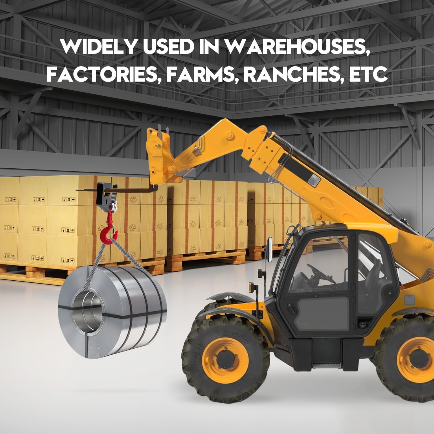 2-Pack Forklift Lifting Hook,Fork Lifting Attachment,Single Piece Load 6600 Lbs