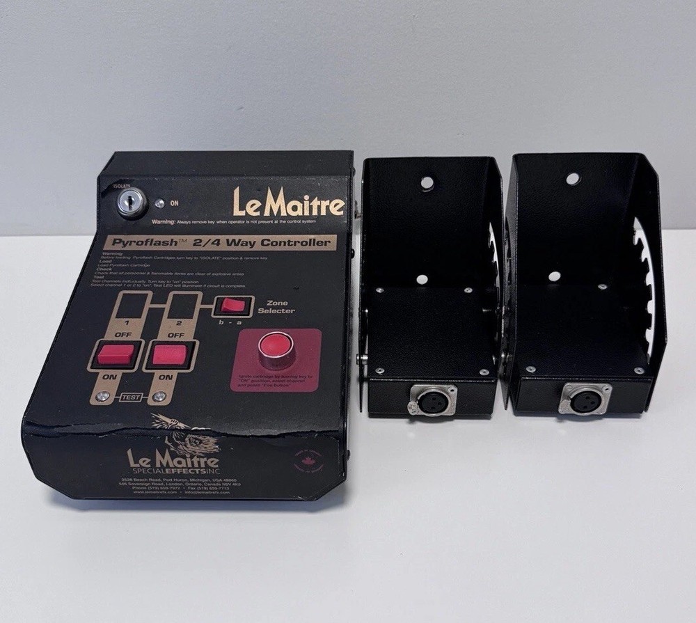 Le Maitre PyroFlash 2/4 Way Controller + Flash Pods Canada UNTESTED PARTS READ