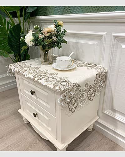 Bedside Tablecloth Lace Doilies for Side Table Cloth Runner Elegant Gold