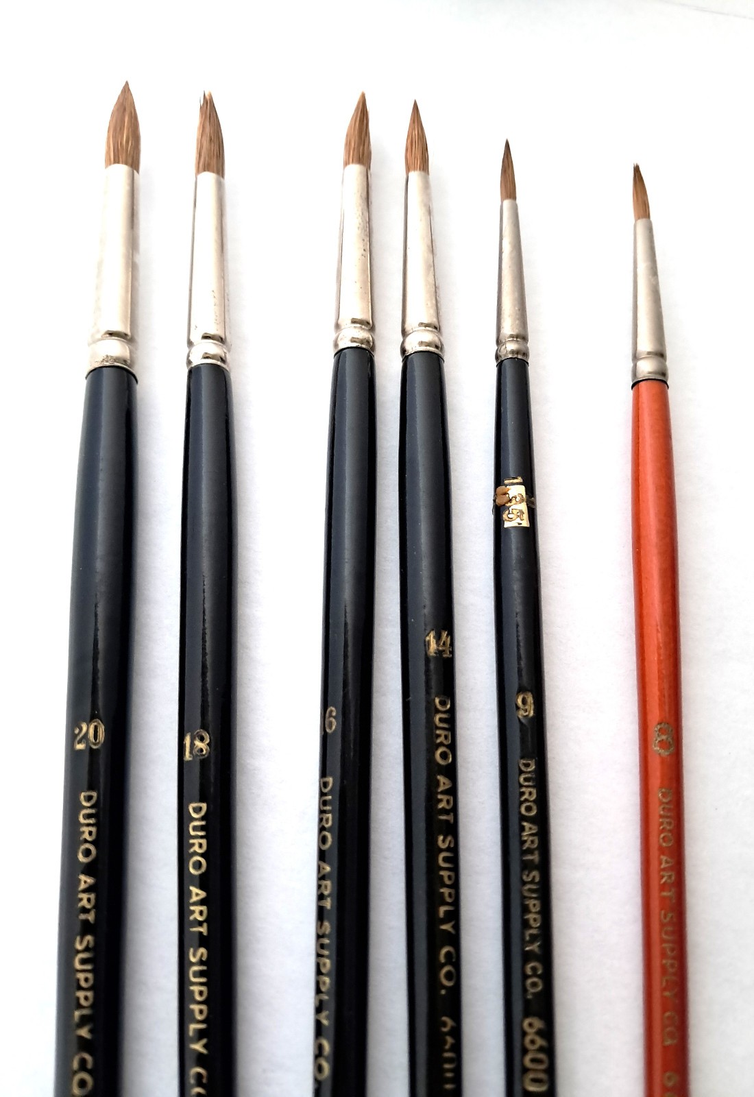 6 RED SABLE Artist Brushes | Comparable To GRUMBACHER 626-B