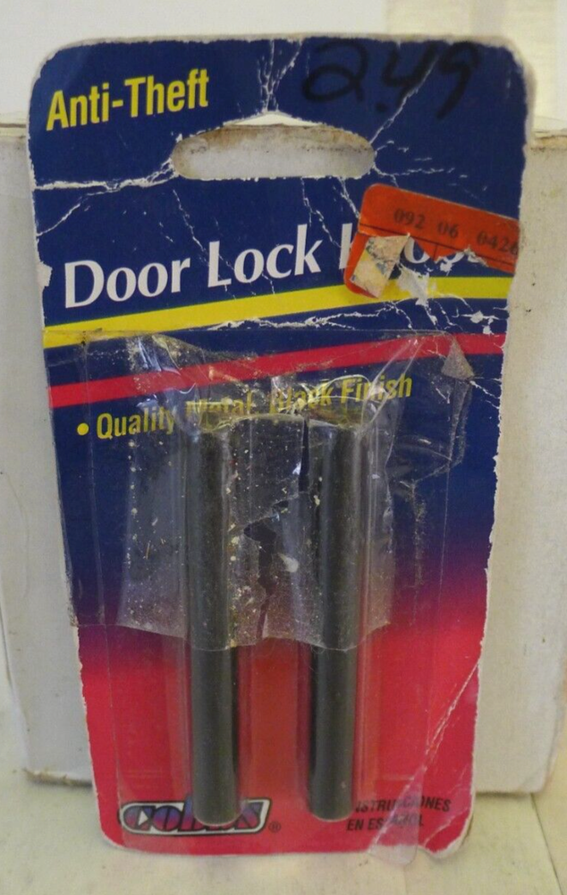 Black Anti-Theft Universal Door Lock Knobs 3" by Cobbs - NOS NEW