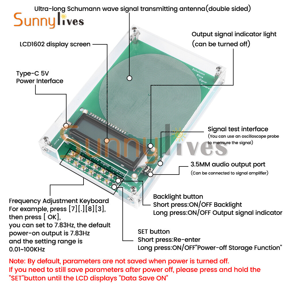 Schumann Wave Generator Pure Sine Frequency Adjustable Signal Generator +Case US