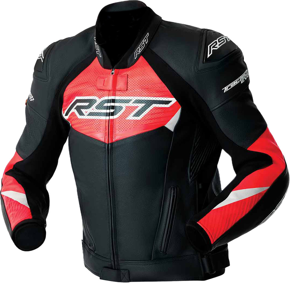 Rst Tractech Evo D3O Jacket Blk/Flo Red Leather 3X Jackets