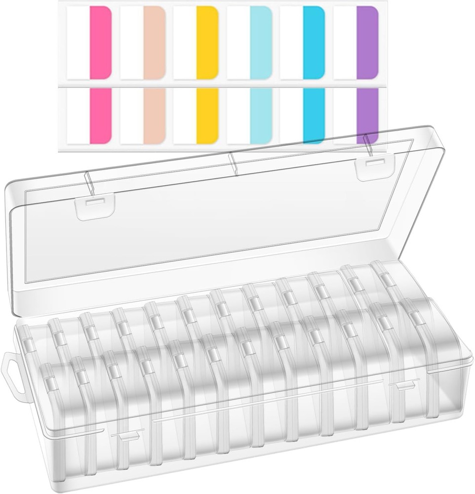 Bead Storage Containers, 24 Small Rectangular Clear 0.23" L × 4.72" W × 2.44"