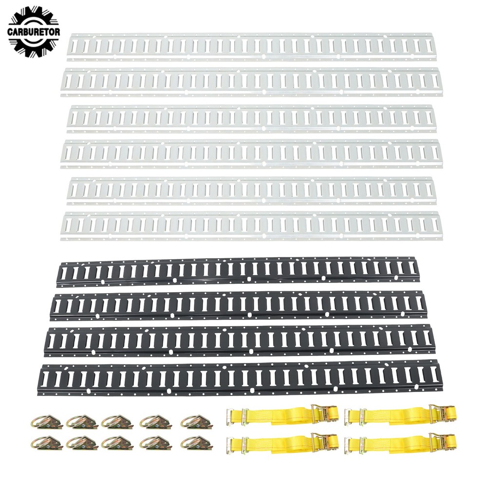 Black & Silver 24 Pack 60" E Track Rail Sections With Hardware Metal For Trucks