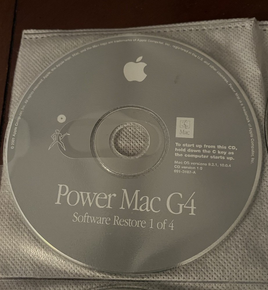 Apple Power Mac G4 Software Restore 1-4 Version 9.2.1, 10.1 CD Version 1.0