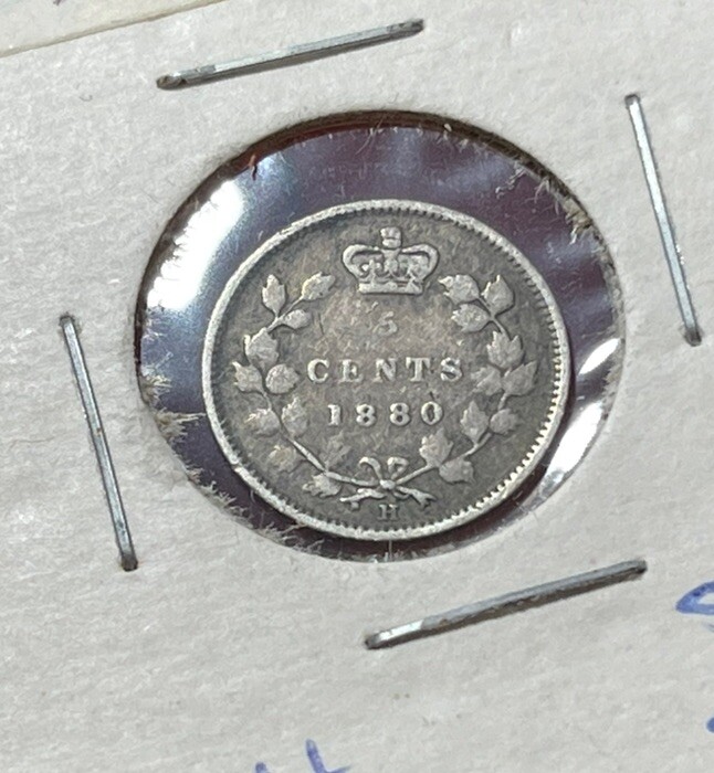 1880 H Canada 5 Cents Silver Coin