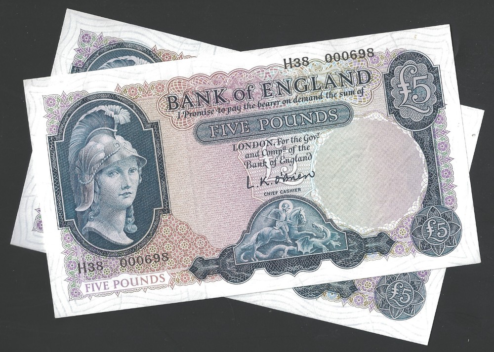 B280 O'BRIEN 1961 FIVE POUND £5 BANKNOTE  - SELECT YOUR NOTE -