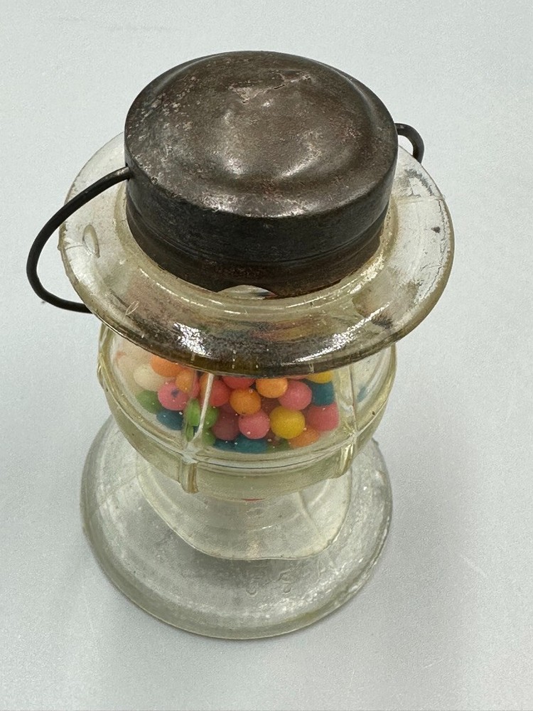 Vintage Long Waisted LANTERN GLASS CANDY CONTAINER A&E 402