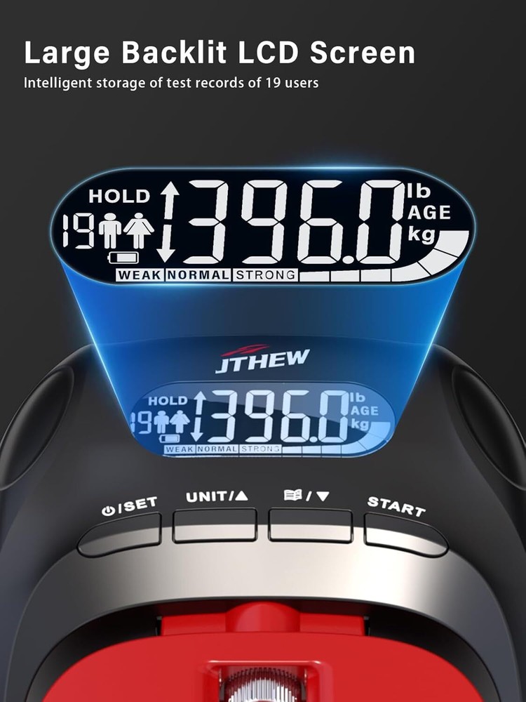 Grip Test Trainer - 400 lb/180 kg Electronic Hand Dynamometer and Adjustable