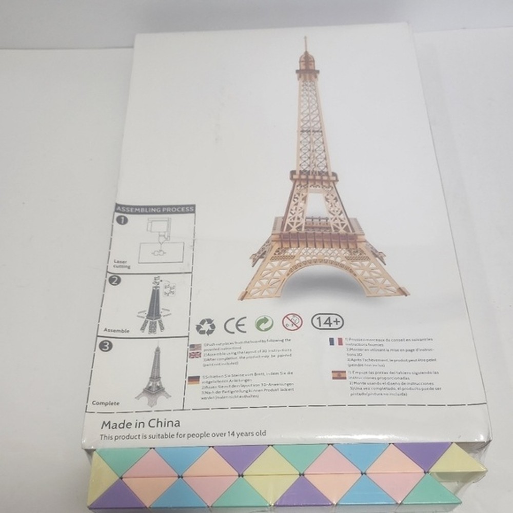 Woodcraft Assembly Kit Eiffel Tower Puzzle Pastel