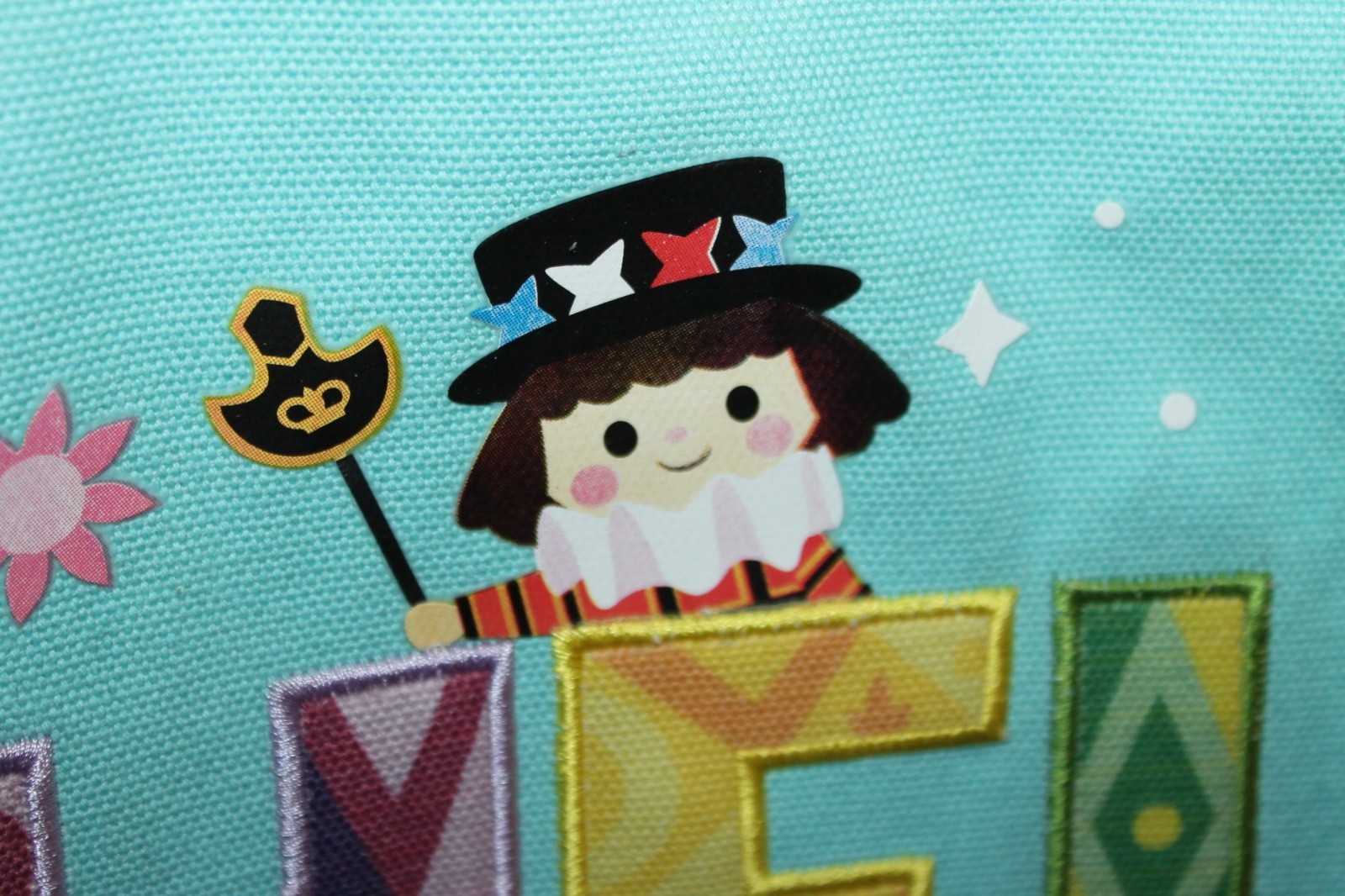 Disney World Parks It's A Small World large Canvas tote Bag Aqua HELLO