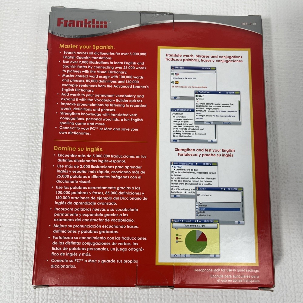 OEM Franklin Speaking Spanish-English Language Master -Missing Part,Please Read