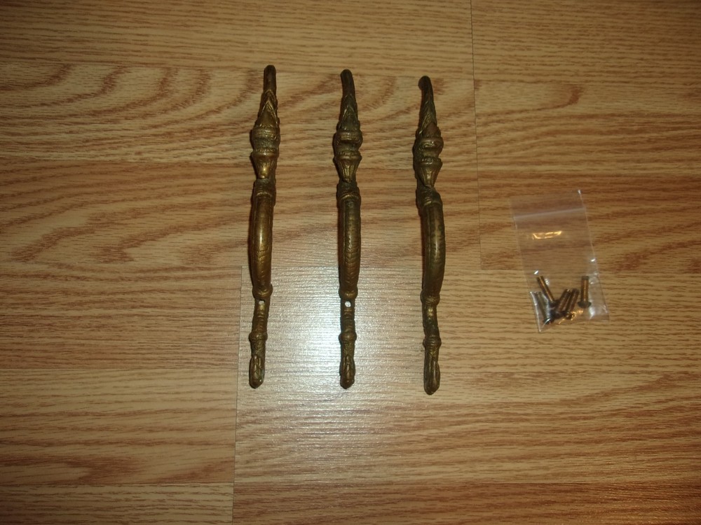 3-Antique Asian Dragon Door Pulls/Handles Brass