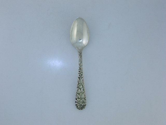 Early Coin Silver S KIRK & SON 4" Demitasse Spoon REPOUSSE 10.15 mark ~ $32 each