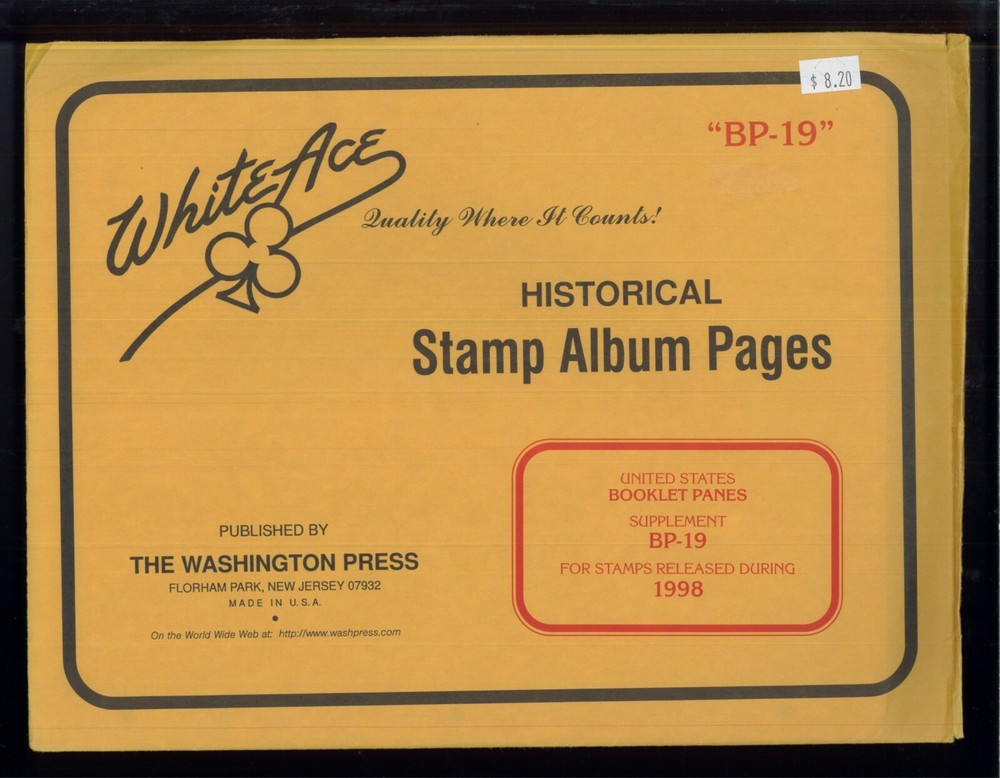 1998 White Ace United States Booklet Panes Stamp Album Supplement BP-19
