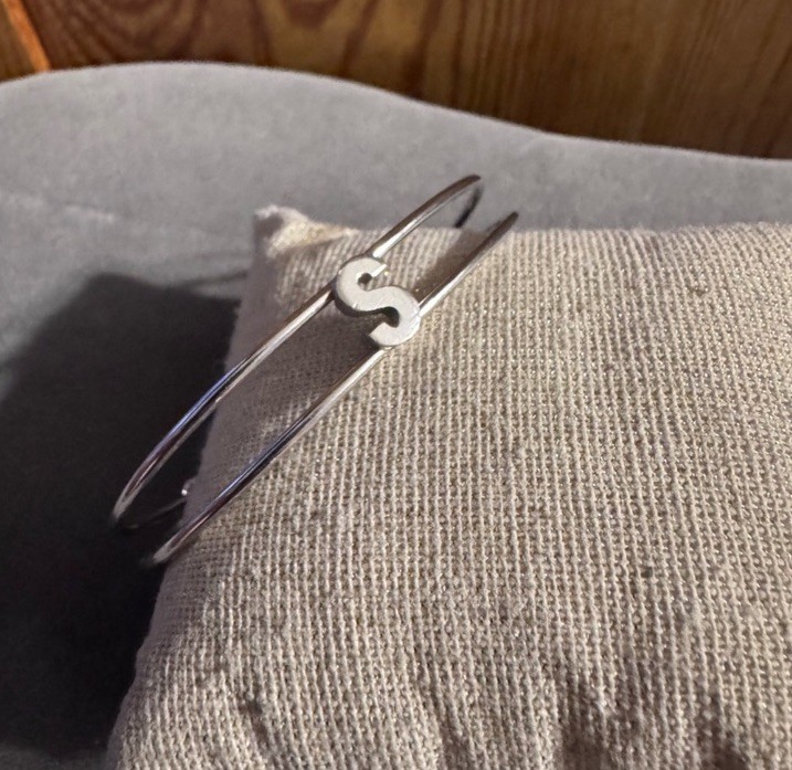 Trifari Initial Monogram “S” Silver Tone Cuff Bracelet