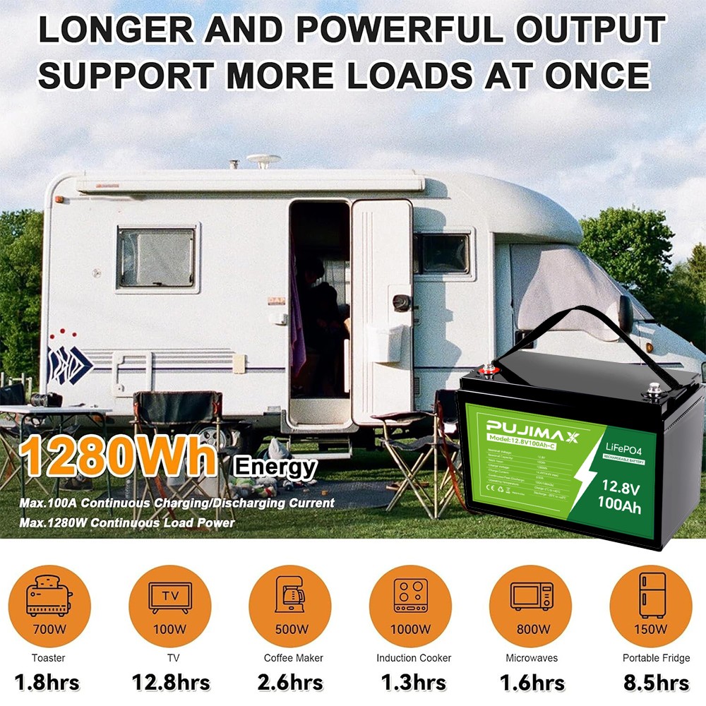 12V 100Ah LiFePO4 100Ah Lithium Battery BMS Cycle Deep for Solar Trolling Motor