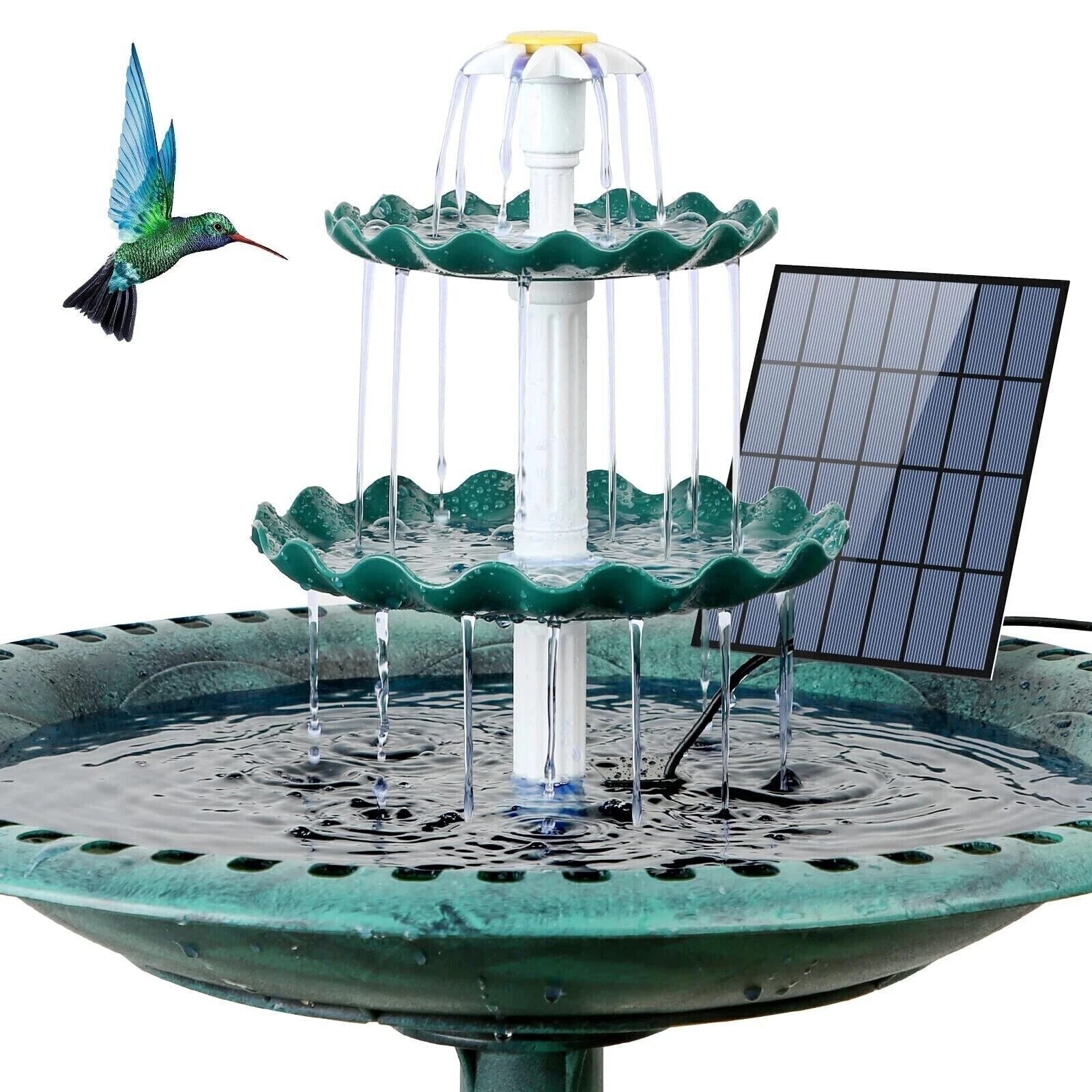 3-Tier Solar Bird Bath Fountain 3.5W Outdoor Water Fountain