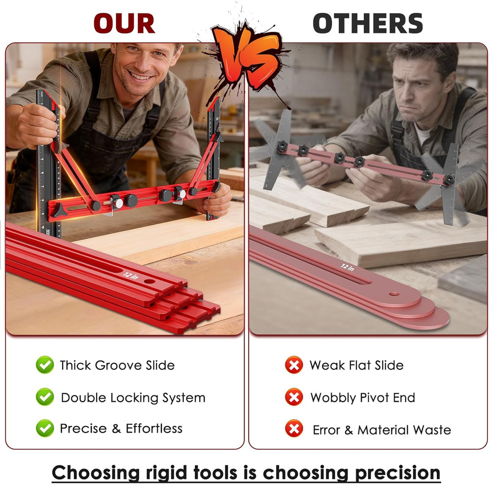 Stair Tread Template Tool, Stair Measuring Tool with Triangular Structure Brace