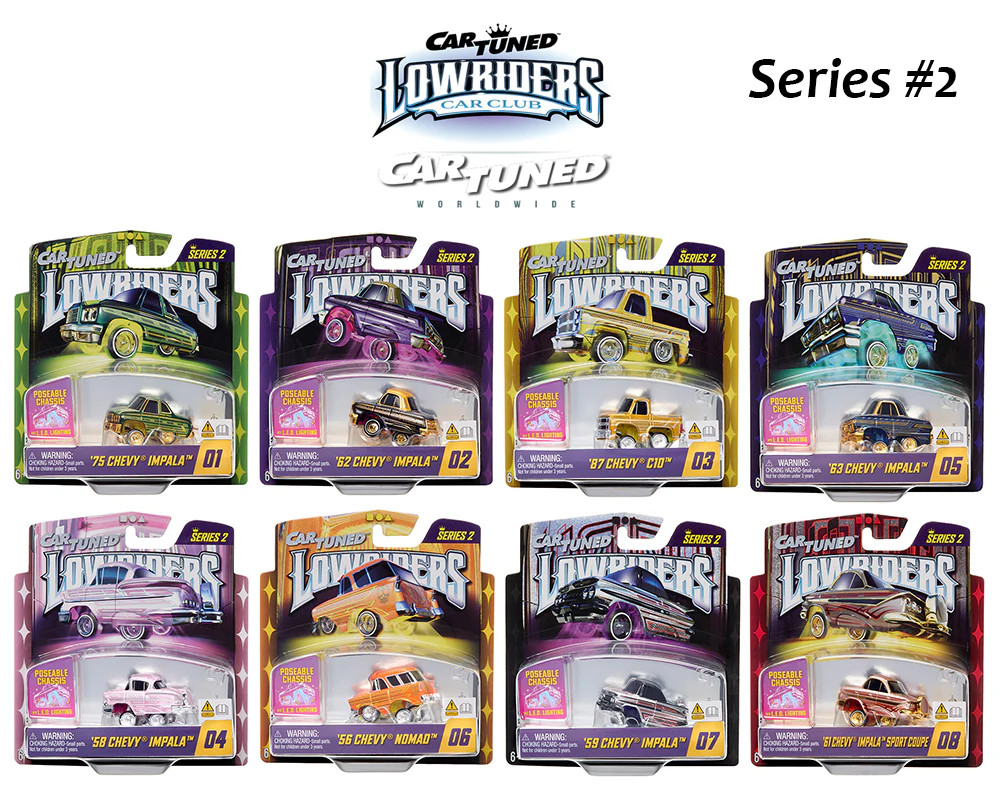 Car Tuned 1:64 Lowriders SHOW GLOW 2026 Series 2 Set Of 8 – SEALED SET OF 8