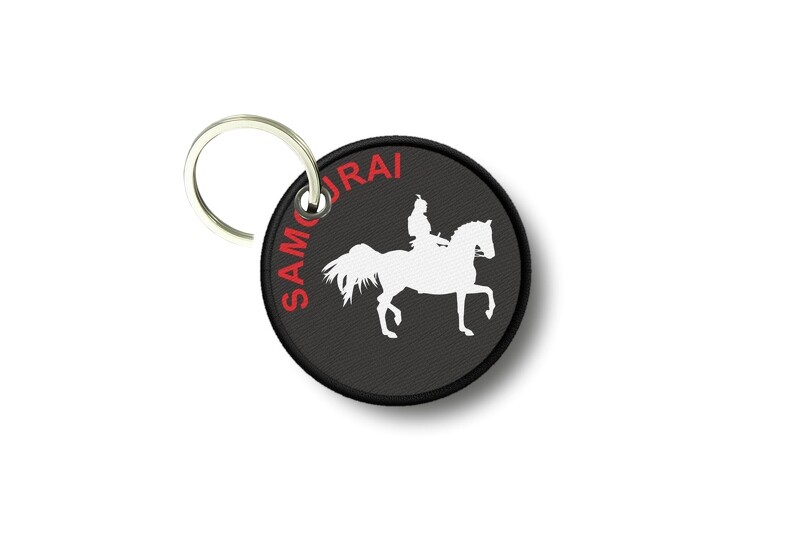 Keychain round printed double-sided samurai
