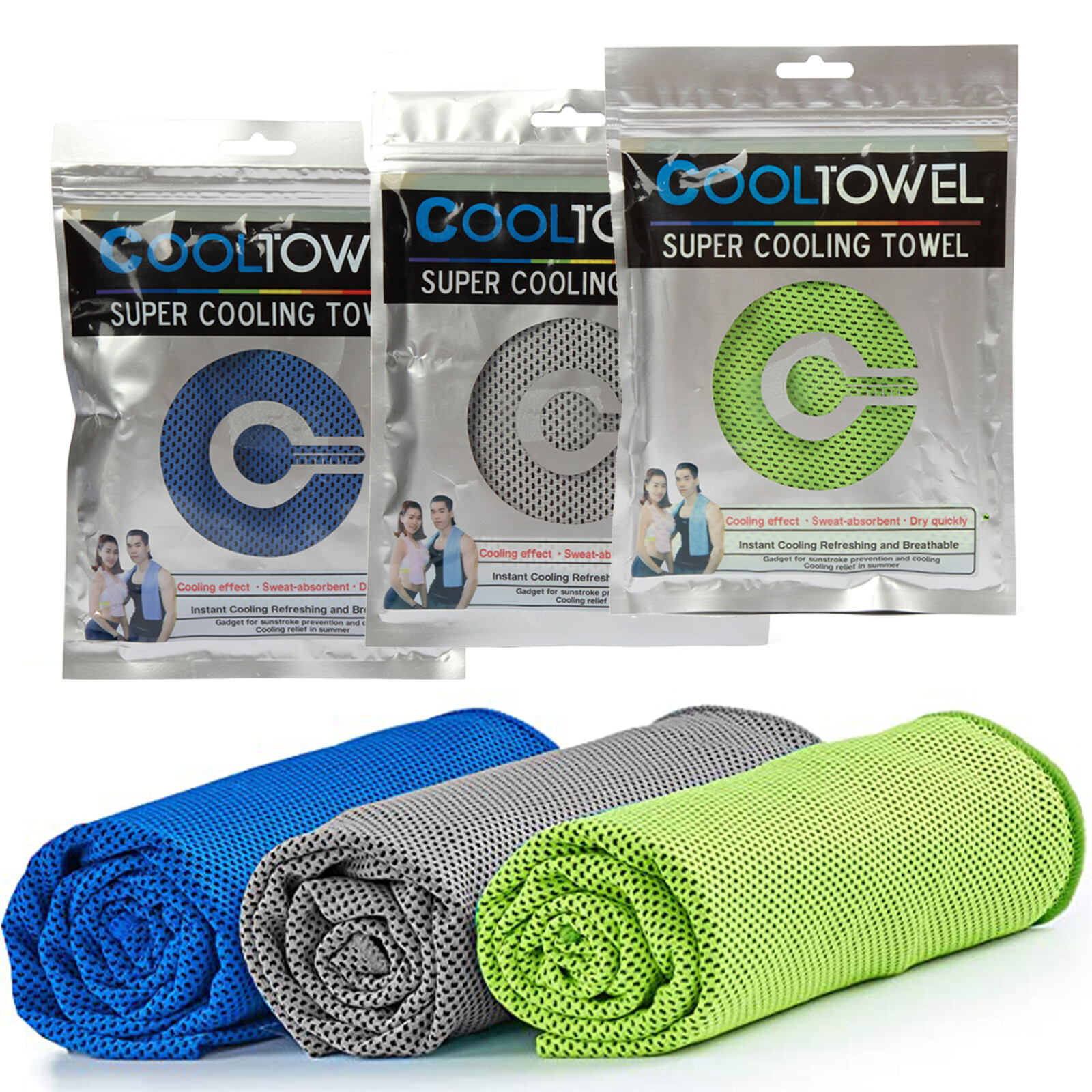 5 X Ice Cold Cooling Towel Neck Wrap For Sports Running Jogging Gym Instant Cool