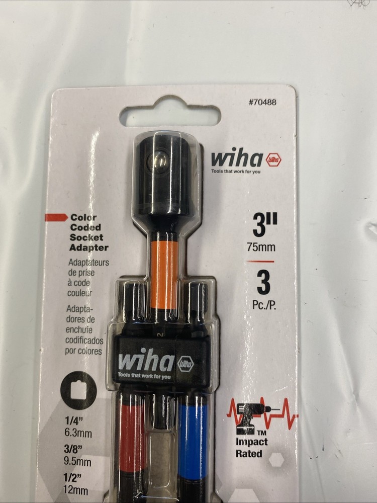Wiha 70488 3 Piece Color Coded Socket Adapters