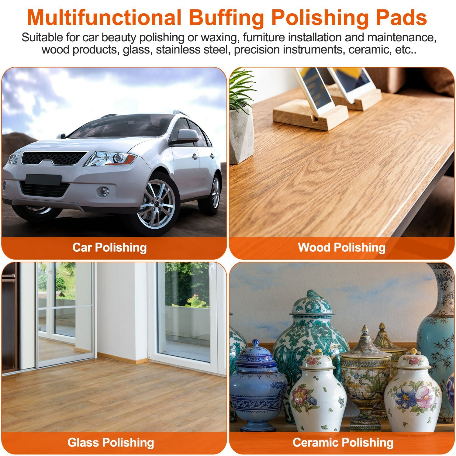 5PCS Car Buffing Pads Polishing Plush Buffer Set Waxing Wheels Mop Kit for Drill