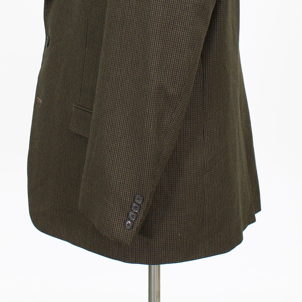 Chaps 46L Brown Sport Coat Blazer Jacket Houndstooth 2-Button Polyester