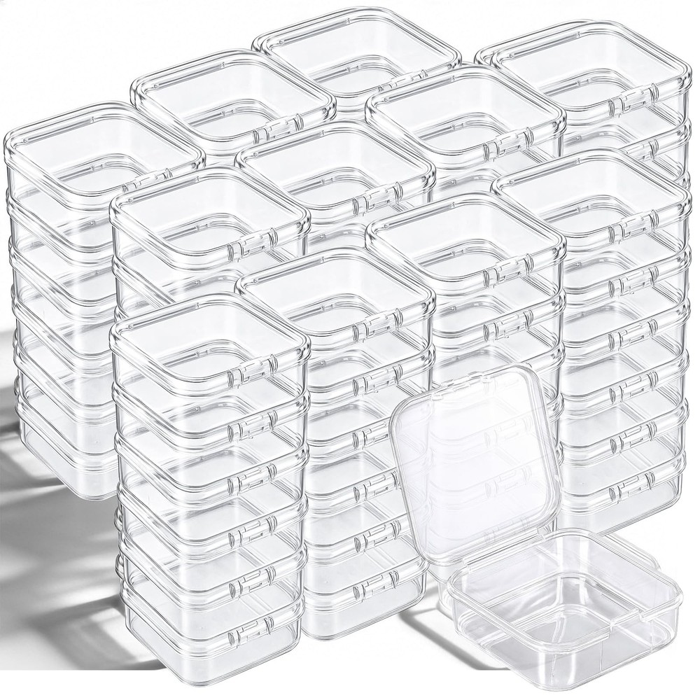 120 Pcs Clear Plastic Beads Storage Containers Box Mini Sizes Rectangular Box...